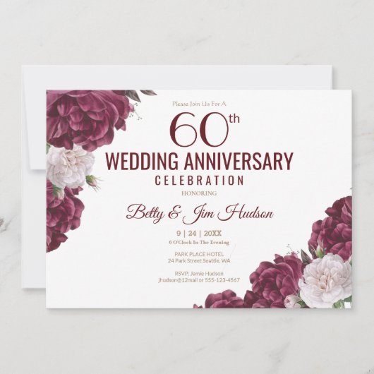 Invitation du 60e anniversaire du Mariage (Devant)