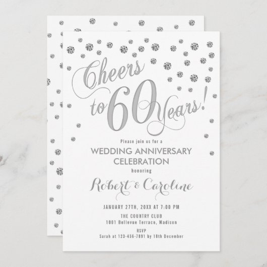 Invitation du 60e anniversaire du Mariage - Silver (Devant / Derrière)