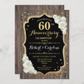 Invitation du 60e anniversaire - Rustic Wood Gold (Devant / Derrière)