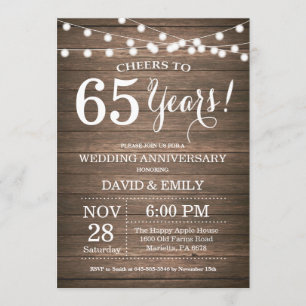 Invitation du 65e anniversaire du Mariage Bois rus