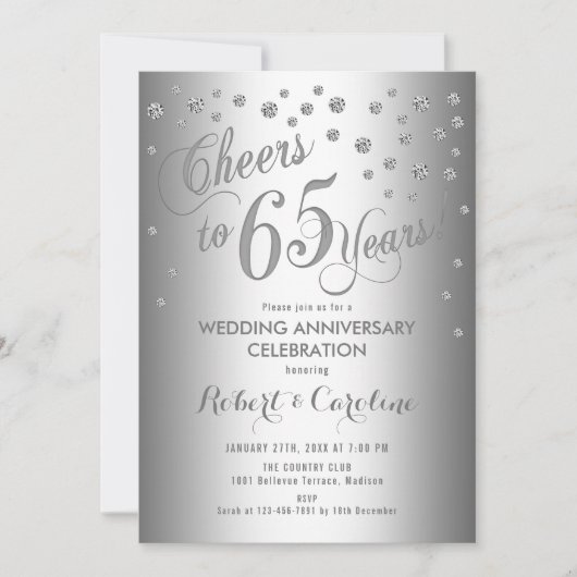 Invitation du 65e anniversaire du Mariage - Silver (Devant)