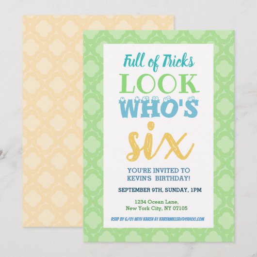 Invitation du 6e anniversaire (Devant / Derrière)