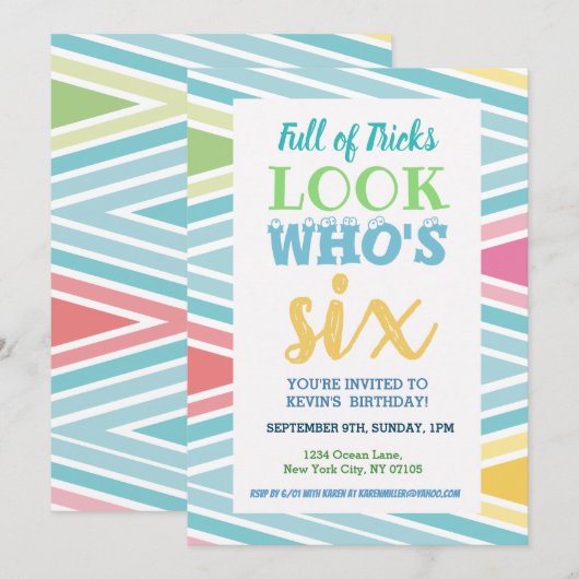 Invitation du 6e anniversaire (Devant / Derrière)