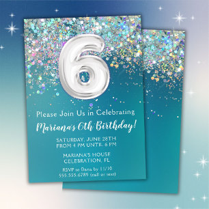 Invitation du 6e anniversaire Parties scintillant 