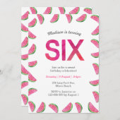 Invitation du 6e anniversaire | pastèque tropicale (Devant / Derrière)