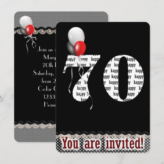 Invitation du 70e anniversaire (Devant / Derrière)