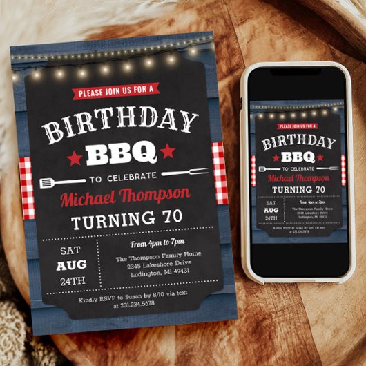Invitation du 70e anniversaire - Barbecue Party