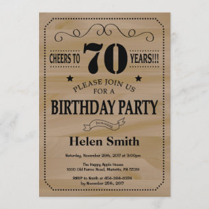 Invitation du 70e anniversaire Bois rustique