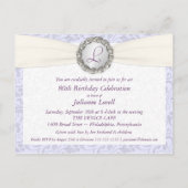 Invitation du 70e anniversaire - Lavender Damask é (Dos)