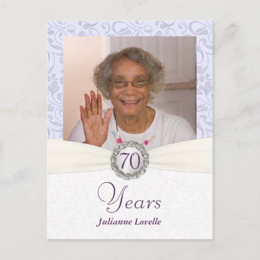 Invitation du 70e anniversaire - Lavender Damask é (Devant)