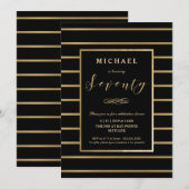 Invitation du 70e anniversaire - Or, Elegant Mascu (Devant / Derrière)