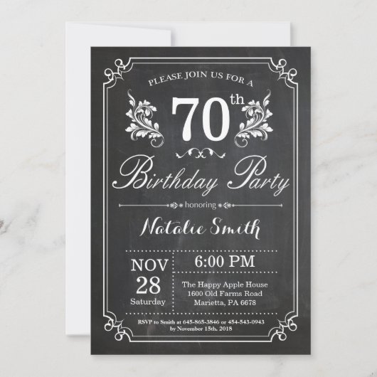 Invitation du 70e anniversaire Plancher floral (Devant)