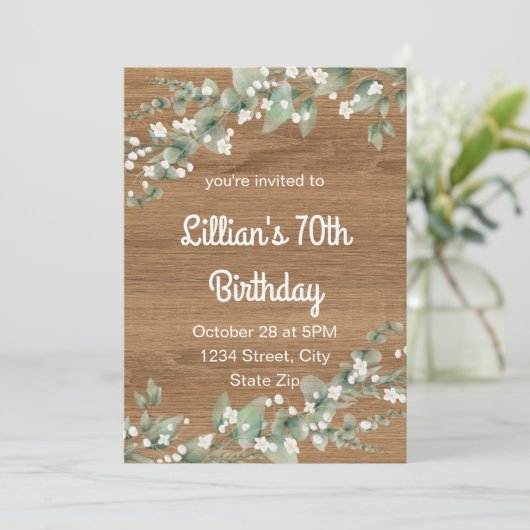 Invitation du 70e anniversaire - Verdure rustique (Debout devant)