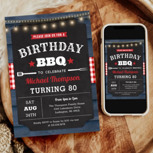 Invitation du 80e anniversaire - Barbecue Party