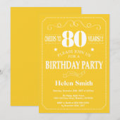 Invitation du 80e anniversaire Jaune et blanc (Devant / Derrière)