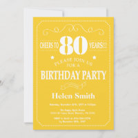 Invitation du 80e anniversaire Jaune et blanc
