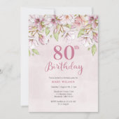 Invitation du 80e anniversaire Pink Floral (Devant)