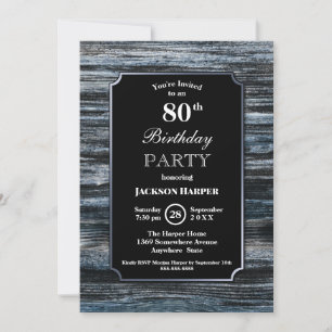 Invitation du 80e anniversaire Silver Border Wood