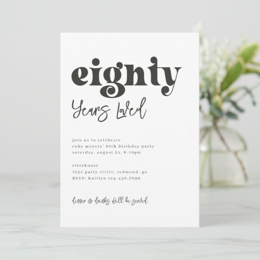 Invitation du 80e anniversaire | Simple 80e annive (Debout devant)