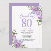 Invitation du 80e anniversaire - thème de la fleur (Devant / Derrière)