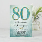 Invitation du 80e anniversaire Turquoise Blue Gold (Debout devant)