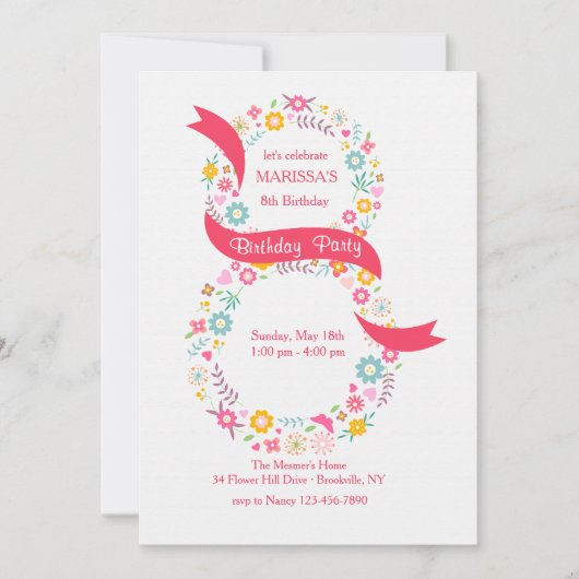 Invitation du 8e anniversaire (Devant)