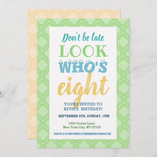 Invitation du 8e anniversaire (Devant / Derrière)