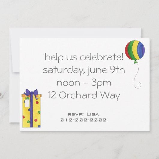 Invitation du Anniversaire de enfant (Dos)