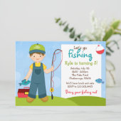 Invitation du Anniversaire de enfant de pêche (Debout devant)