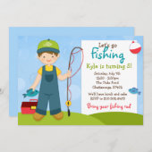 Invitation du Anniversaire de enfant de pêche (Devant / Derrière)