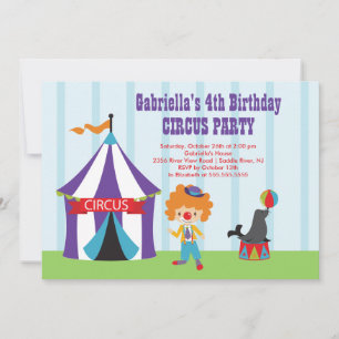 Invitation du Anniversaire de enfant du cirque CUT