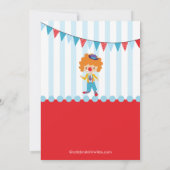 Invitation du Anniversaire de enfant du cirque CUT (Dos)