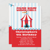 Invitation du Anniversaire de enfant du cirque CUT (Devant / Derrière)