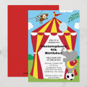 Invitation du Anniversaire de enfant du cirque CUT (Devant / Derrière)