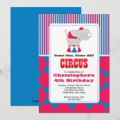 Invitation du Anniversaire de enfant du cirque CUT (Devant / Derrière)