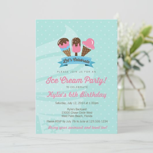 Invitation du Anniversaire de enfant Party, Ice Cr (Debout devant)