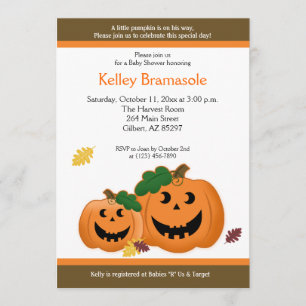 Invitation du baby shower 5x7 de citrouilles de