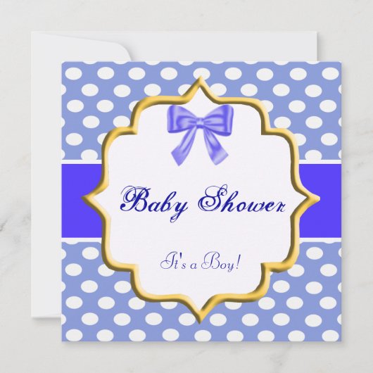 Invitation du Baby shower à points bleu Polka (Devant)