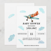 Invitation du Baby shower aérien de l'avion (Devant / Derrière)