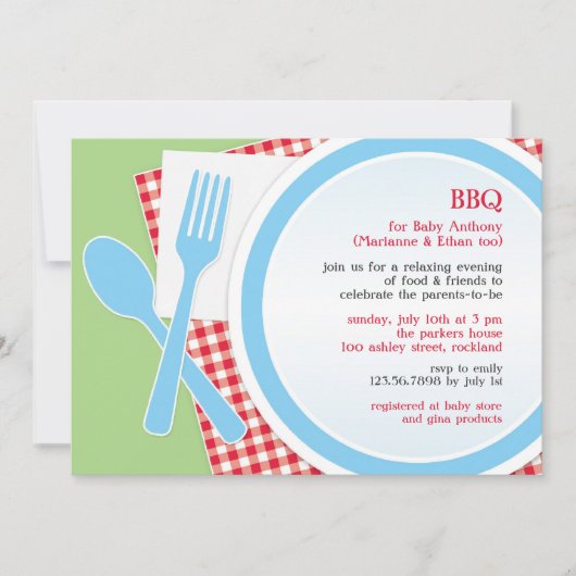 Invitation du baby shower BBQ Party (Devant)