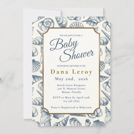 Invitation du Baby shower Beach Seashell (Devant)