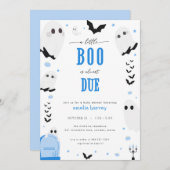 Invitation du Baby shower bleu de Little Boo Hallo (Devant / Derrière)