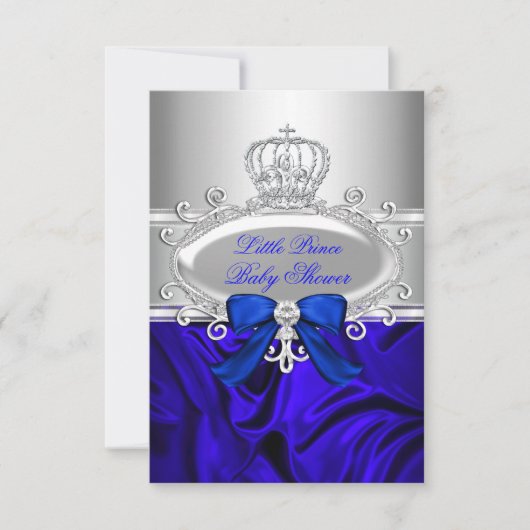 Invitation du Baby shower bleu Little Prince Royal (Devant)