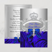 Invitation du Baby shower bleu Little Prince Royal (Devant / Derrière)