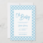 Invitation du Baby shower Blue En vichy moderne (Devant)