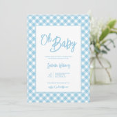 Invitation du Baby shower Blue En vichy moderne (Debout devant)