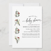 Invitation du Baby shower Boho Fleur sauvage aquar (Devant)