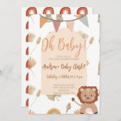 Invitation du Baby shower Boho Lion (Devant / Derrière)