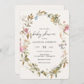 Invitation du Baby shower Boho Wreath (Devant / Derrière)