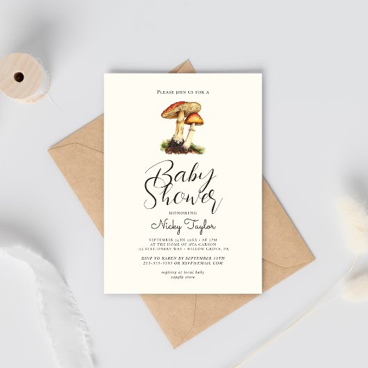 Invitation du Baby shower botanique vintage